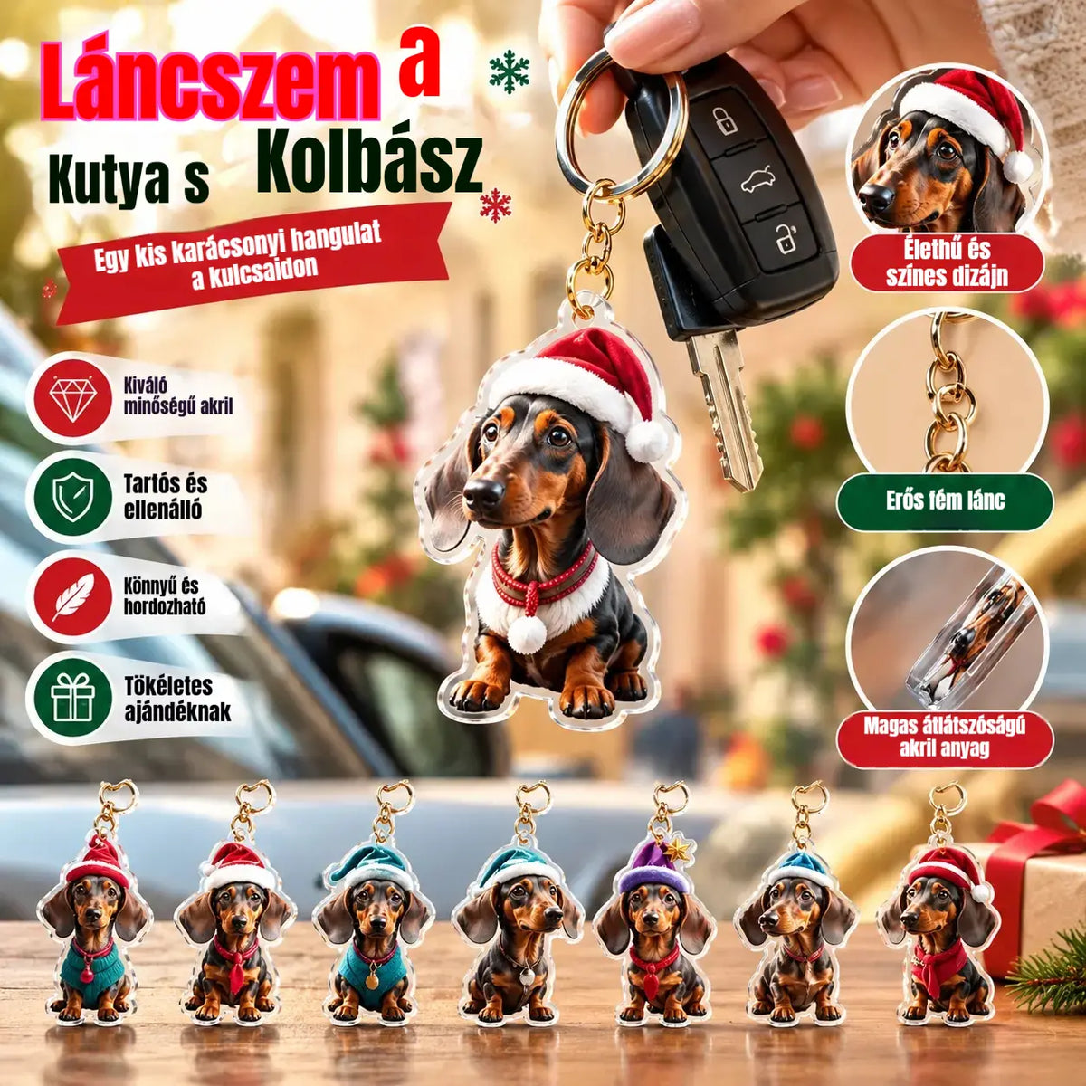 🎄【9 darab】🐕 Karácsonyfadíszek kiskutyák formájában