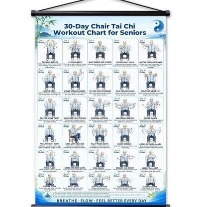 Plakat z ćwiczeniami Tai Chi dla seniorów