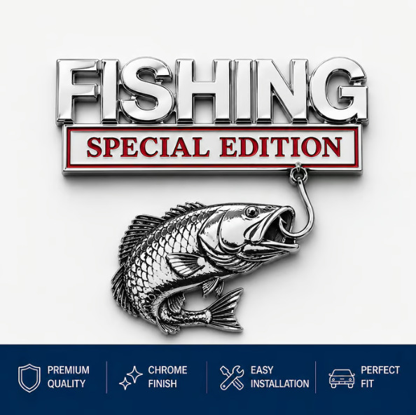 Emblema metálico para vehículo: Edición especial de pesca