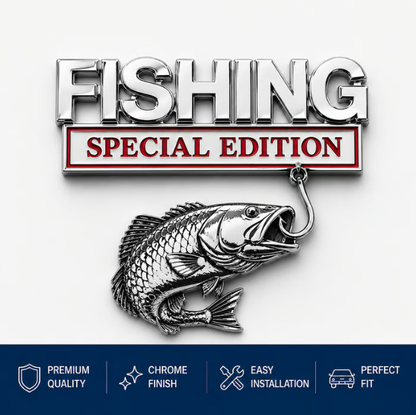 Emblema metálico para vehículo: Edición especial de pesca