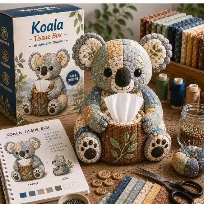 🧵🐨 Sada na šitie svojpomocne na krabičku na vreckovky so zvieracím motívom – 3D sada na textilné remeslá, ideálna pre začiatočníkov 🎁✨