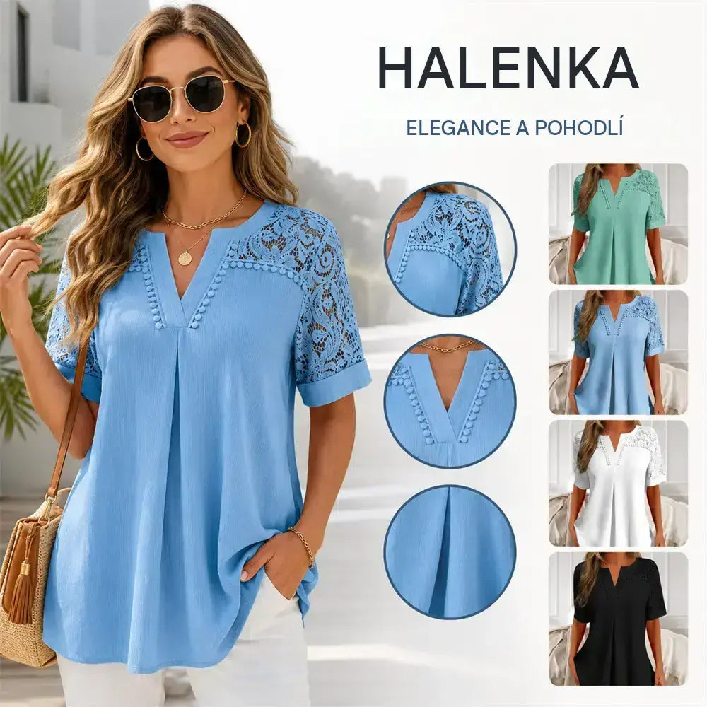 ✨Jeden kus 650 kc✨【S-6XL】🎉Nové dámské krajkové tričko s krátkým rukávem