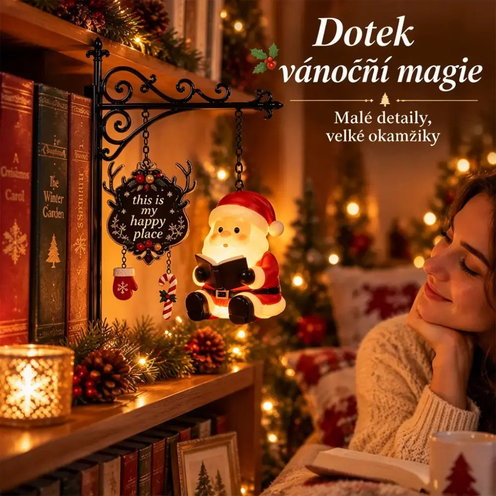 🎅💡Dekoratív, megvilágított karácsonyi témájú könyvespolc dísz