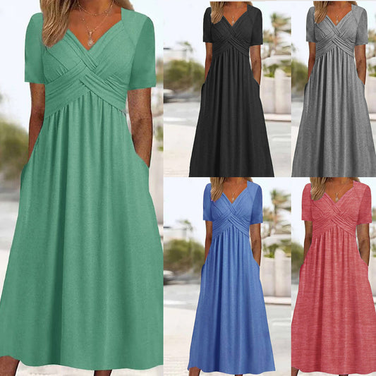 💟【50% OFF】【S-3XL】Ležérní šaty střední délky v čisté barvě