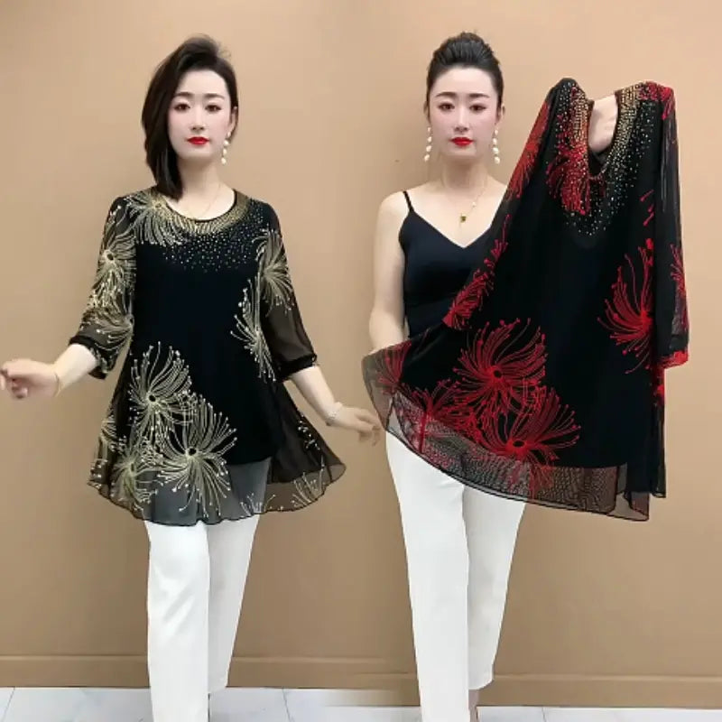 🔥🔥50%OFF【M-4XL】Divatos sifon ing hímzett virágokkal a nők számára 2026