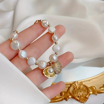 💐✨【Fő karkötő + 5 darab hozzáillő kiegészítő】Barokk édesvízi gyöngy karkötő, egy elegáns és sokoldalú, visszafogott luxusékszer.