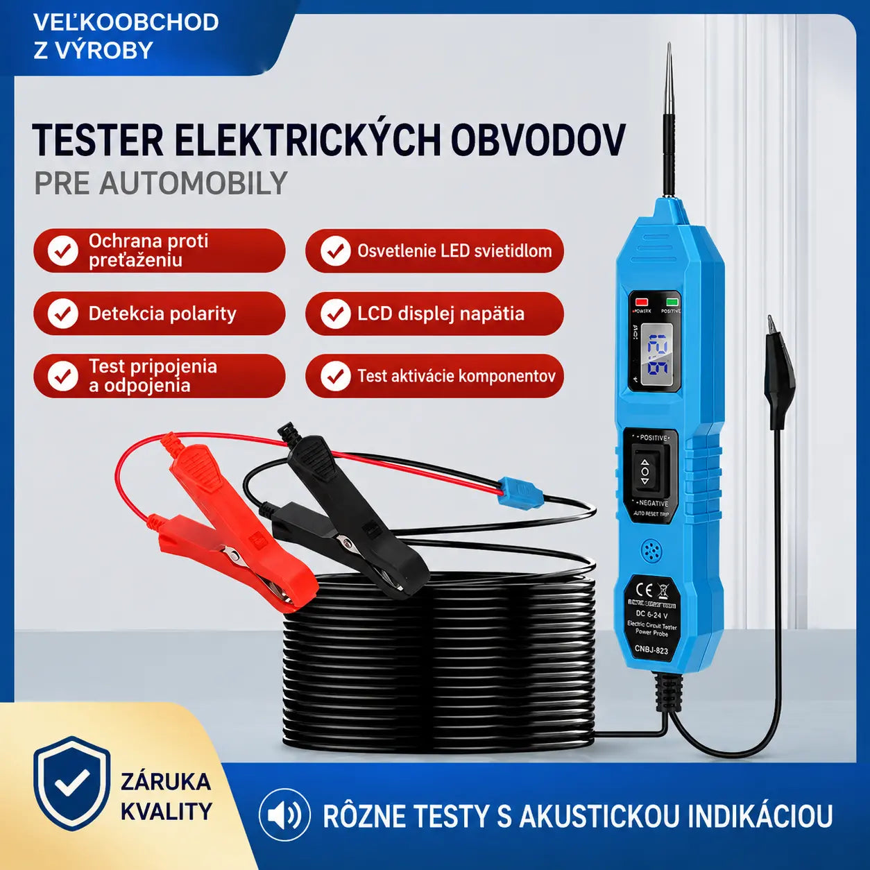 Multifunkčná automobilová testovacia ceruzka s LCD displejom, tester obvodov 3,5 – 36 V.