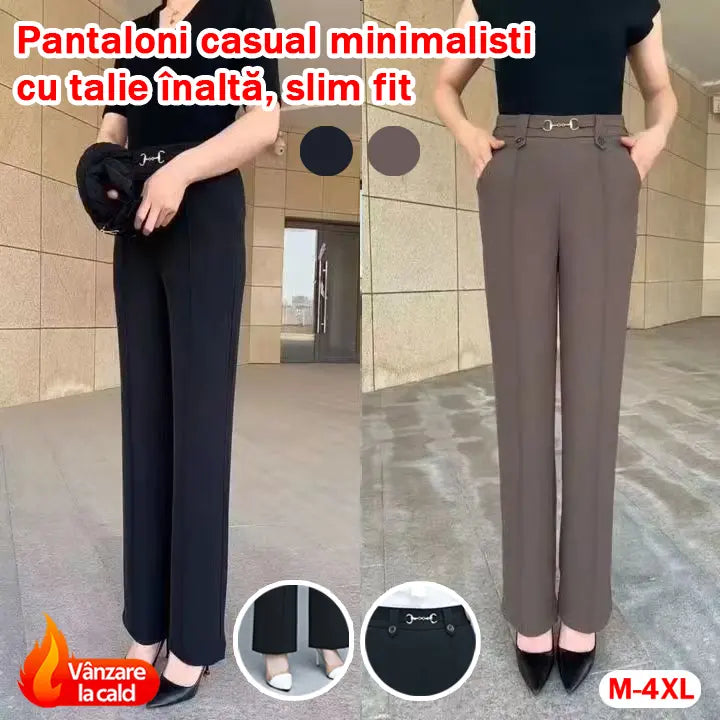 💟【49% KEDVEZMÉNY】【M-4XL】🔥🔥Új, kiváló minőségű, egyenes szárú nadrág – nyári, hétköznapi viselet, egyszerű, magas derekú, karcsúsított fazon