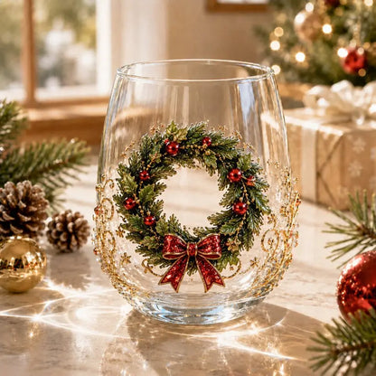 🎄🧑3D vianočný sklenený pohár I Luxusné sviatočné sklo na nápoje, dekorácie a vianočné darčeky.