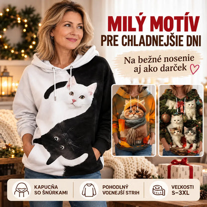 🐱🧥✨【1 kus, S–3XL】Dámska mikina s kapucňou a 3D potlačou mačky – mäkká, pohodlná a vhodná na každý deň.