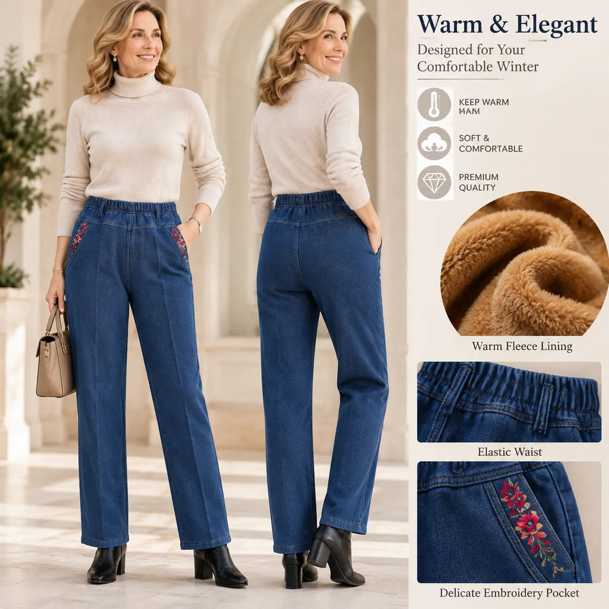 ❄️👖Meleg béléses női egyenes szárú farmer! 🔥