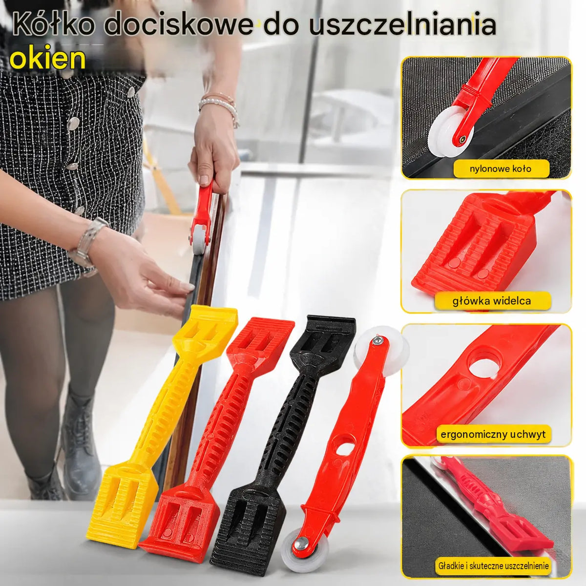 【1 sada 4 ks】Inštalácia okennej sieťky Tesniaca páska na okno Prítlačné koliesko Nástroj na inštaláciu tesniacej pásky na okno
