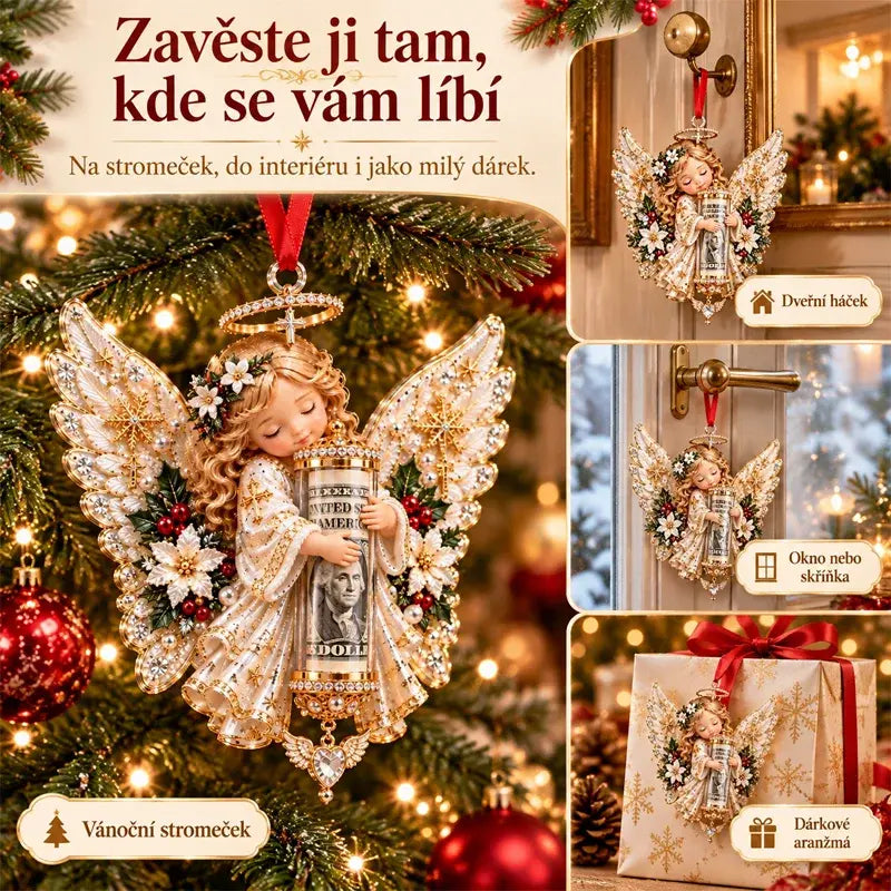 🎁5 darabos szett, ára 9900 Ft✨ Angyal alakú karácsonyi dekoráció (készpénzes ajándéktartóként is használható)