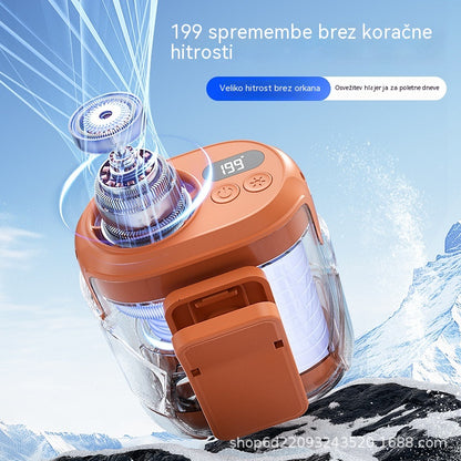 🌀 Ventilator za prostoročno uporabo z LED zaslonom, vgrajeno sponko in 199 nastavljivimi stopnjami