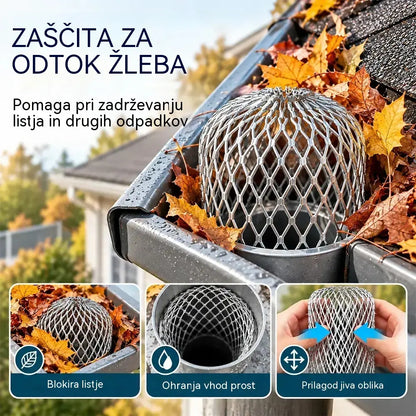 🍂 10-delni komplet za zaščito žlebov in odtočnih cevi pred zamašitvijo · Izdelano iz aluminijeve zlitine · Prilagodljiva oblika · Enostavna namestitev brez orodja!