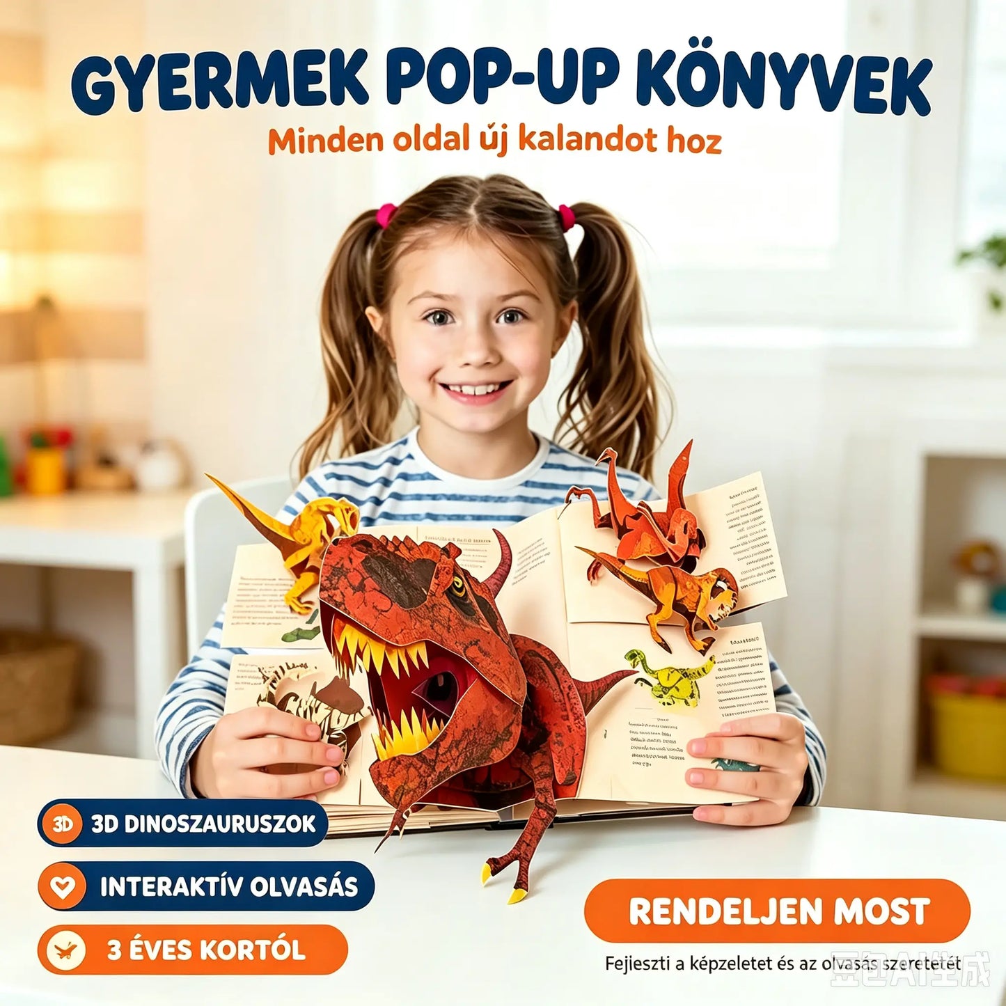 📕🦖🔥3D Őskori Enciklopédia Felugró Dinoszaurusz Könyv Dinoszaurusz Enciklopédia