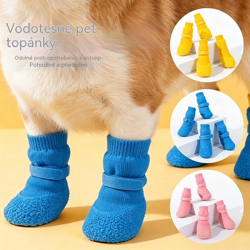 🐕🐕【500 českých korun】2 sady (8 kusů)– Nové nepromokavé ponožky pro psy. Silikonové holínky pro psy. Protiskluzové a odolné vůči oděru.