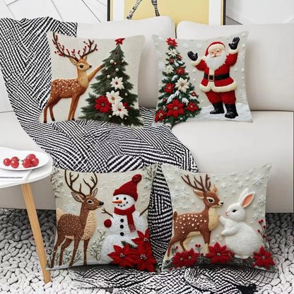 🔥【Súprava 4 kusov】🎅Vianočná ponuka – zľava 50%🎄Vankúše s vianočným motívom 4162835