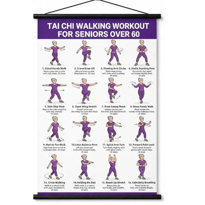 Plakat z ćwiczeniami Tai Chi dla seniorów