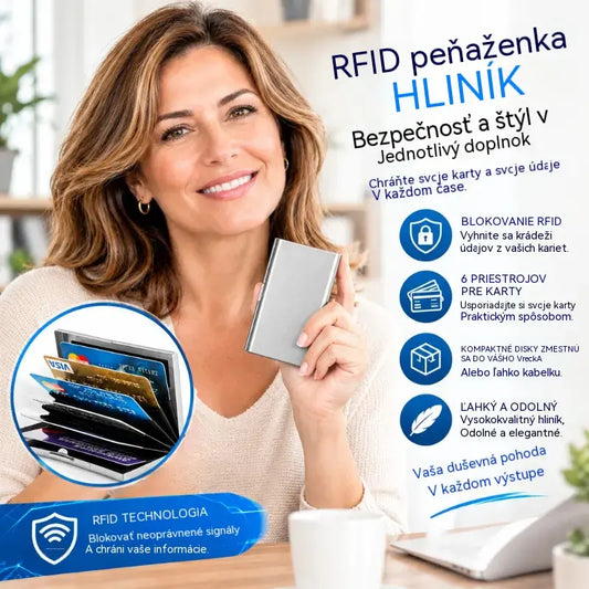🛡️✨ Puzdro na karty z nehrdzavejúcej ocele s RFID ochranou – peňaženka na karty s antidemagnetizáciou, malá a prenosná 💳