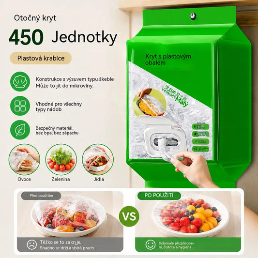 🥗✨ 450 kusů v balení, vydrží jeden rok / 620 Kč, jednorázové obaly na potraviny | Flexibilní obal vhodný na talíře, misky a různé nádoby
