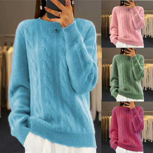 【S-XL】2026 ősz és tél új kerek nyakú egyszínű nyak retro színű twist pulóver pulóver pulóver kötött pulóver pulóver pulóver