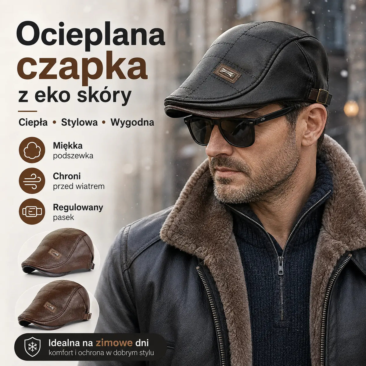 1 za 99 zł.🧢🔥Nowy, wysokiej jakości, skórzany beret na jesień i zimę w stylu retro