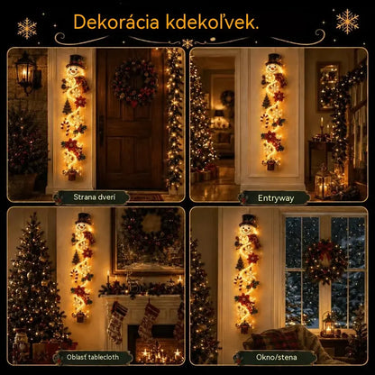 🎄 Vianočná svietiaca dekorácia na dvere MerryCascade | 6 slávnostných dizajnov, teplé svetlo, 3D detaily a priestorovo úsporný vertikálny dizajn ✨