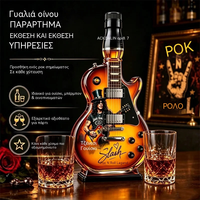 Fľaša na whisky v tvare elektrickej gitary - legendárny model retro rock and rollu, prémiový sklenený darček pre mužov a bary