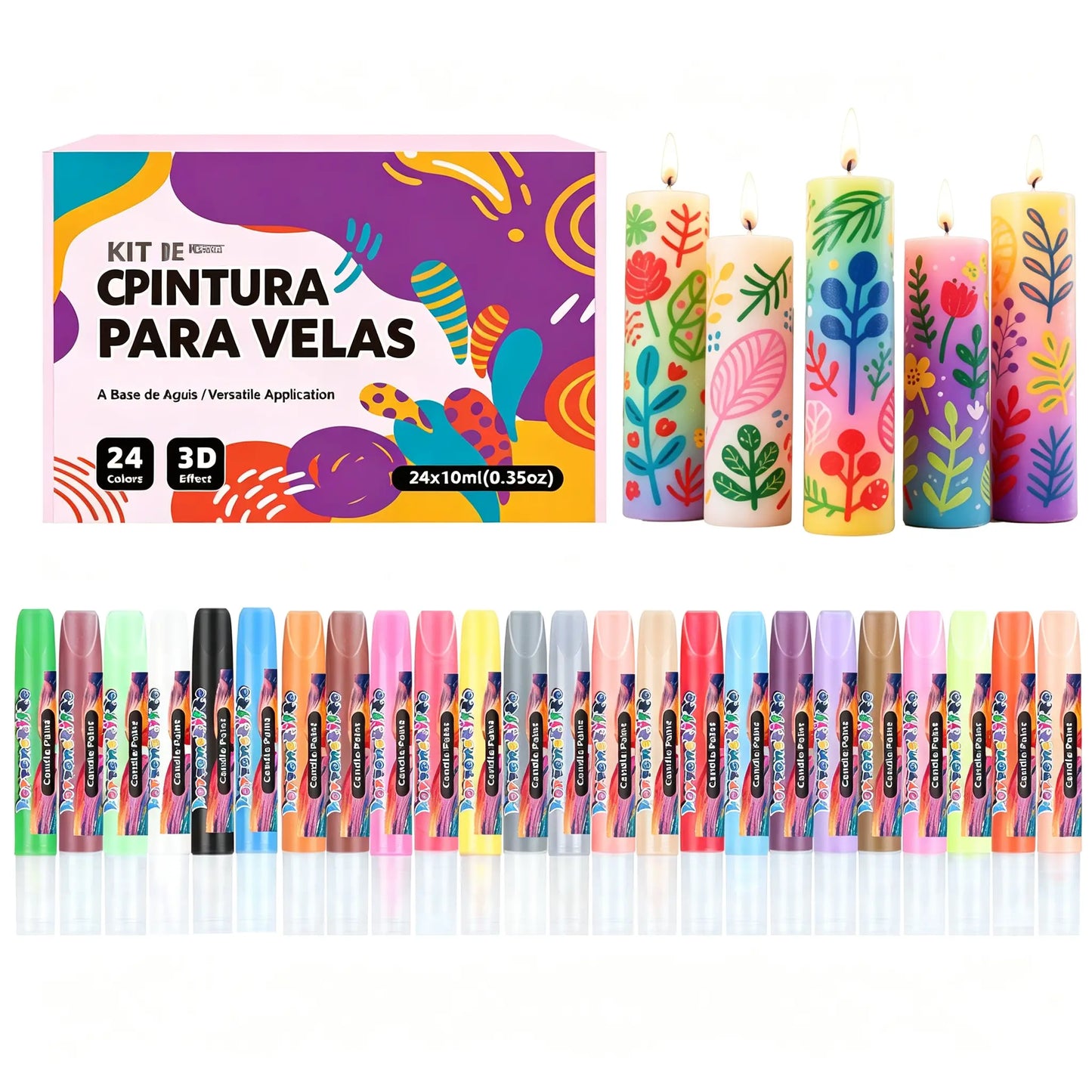 🎨【24 farieb v balení】Len 27 eur🥳💞24-farebné 3D graffiti fixky na sviečky!