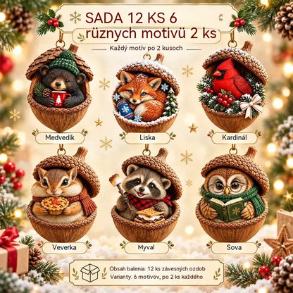 🎉【Kúpte 6 kusov a získajte 6 kusov zadarmo】12 kusov za 20,00 €🤩 🎁Nový 2D akrylový vianočný dizajn so zvieratami v tvare šišky