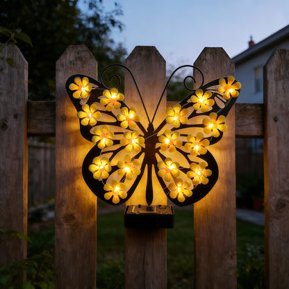Aplique de pared para exteriores con forma de mariposa y energía solar