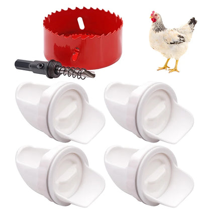 🔥Špeciálna ponuka obmedzeného času🐓【5 ks krmítok + otvárač otvorov】Automatické krmítko pre kurčatá, kačice a husi