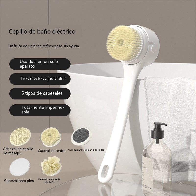 🔥💦 Nuevo cepillo de baño eléctrico con masaje, pantalla digital y mango largo.