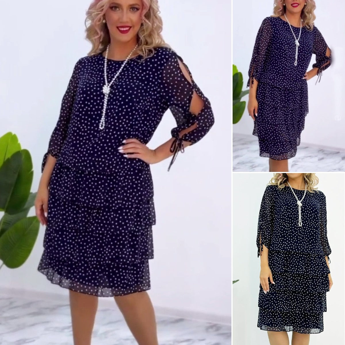 🥰[S-5XL] Νέα ελαφριά σιλουέτα άνετο πουά φόρεμα
