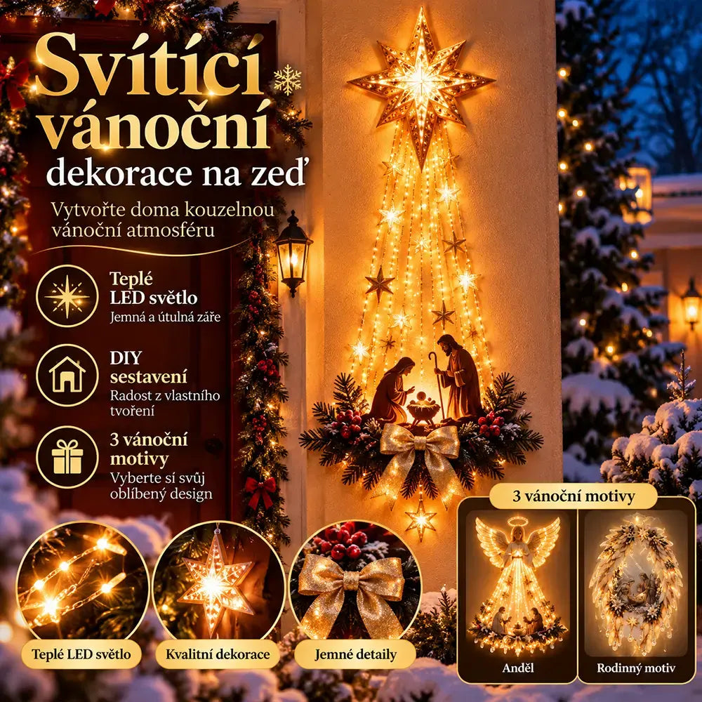 💡✨Világító falidísz karácsonyi jelenettel