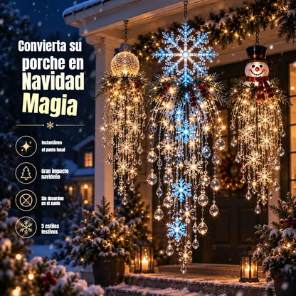 🔥 MA 50% KEDVEZMÉNY 🎅 Karácsonyi függő hópehely és kristály LED fény | Varázslatos ragyogás a verandára ✨