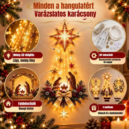 💡✨Világító falidísz karácsonyi jelenettel