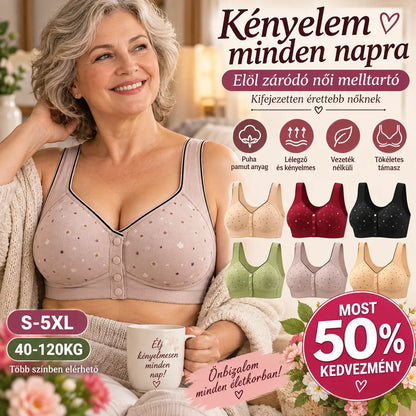 😍【3 darabos csomag】Női merevítő nélküli melltartó elöl gombokkal 【40-120 kg】❤️Kényelmes antibakteriális természetes pamut
