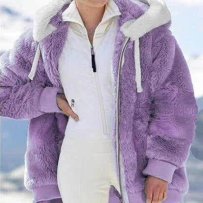 ❄️☃️[S-5XL] Női vastagított, plüss, színblokkos, csíkos dzseki (2026)