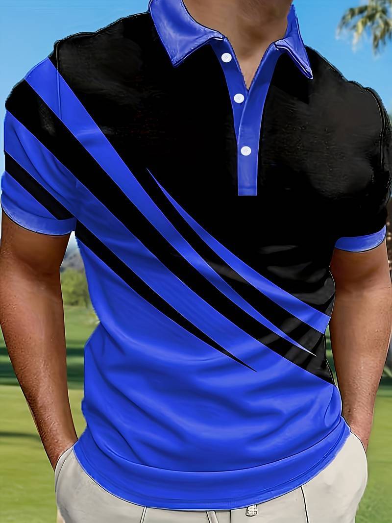 👔【S-6XL】Nové pánské letní polo tričko s 3D pruhovaným potiskem