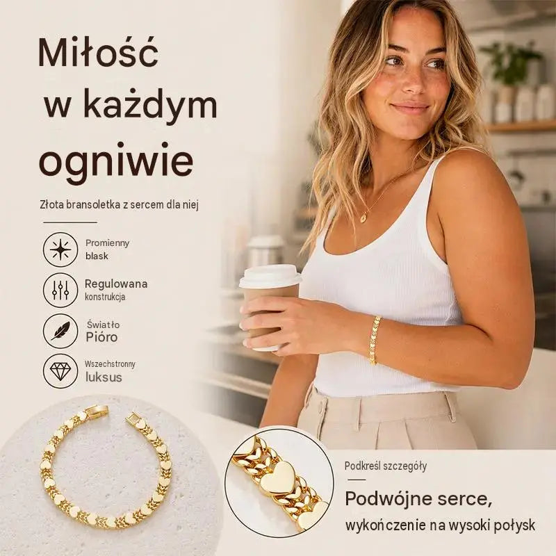 📢📢 50% taniej przez ograniczony czas! ⏰ Elegancka damska bransoletka o splocie kubańskim z motywem serca: zachwycający urok, klasyczny design i wygoda noszenia 💝