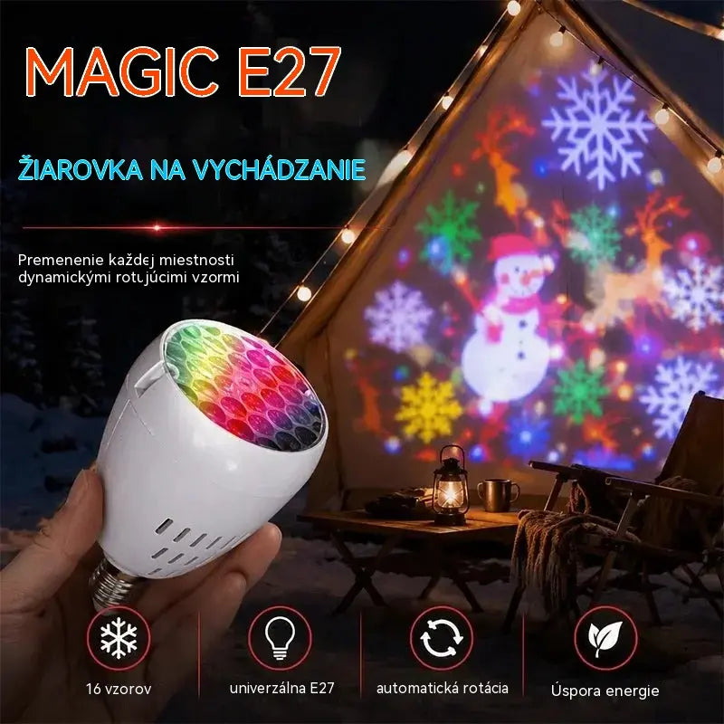 🎅Vrtljiva božična projekcijska lučka E27 | 16 motivov za zabavo✨