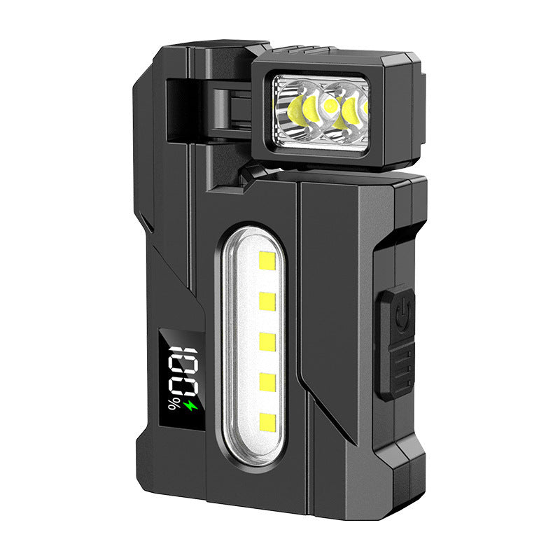 Minilinterna LED ultrabrillante con base magnética para uso en exteriores y mantenimiento.