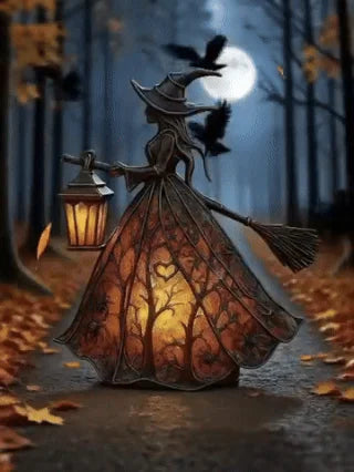 🧙‍♀️Lampa čarodějnice na Halloween, strašidelná gotická dekorativní lucerna, jedinečný dekorativní stolní lampa, noční světlo s nožičkami.
