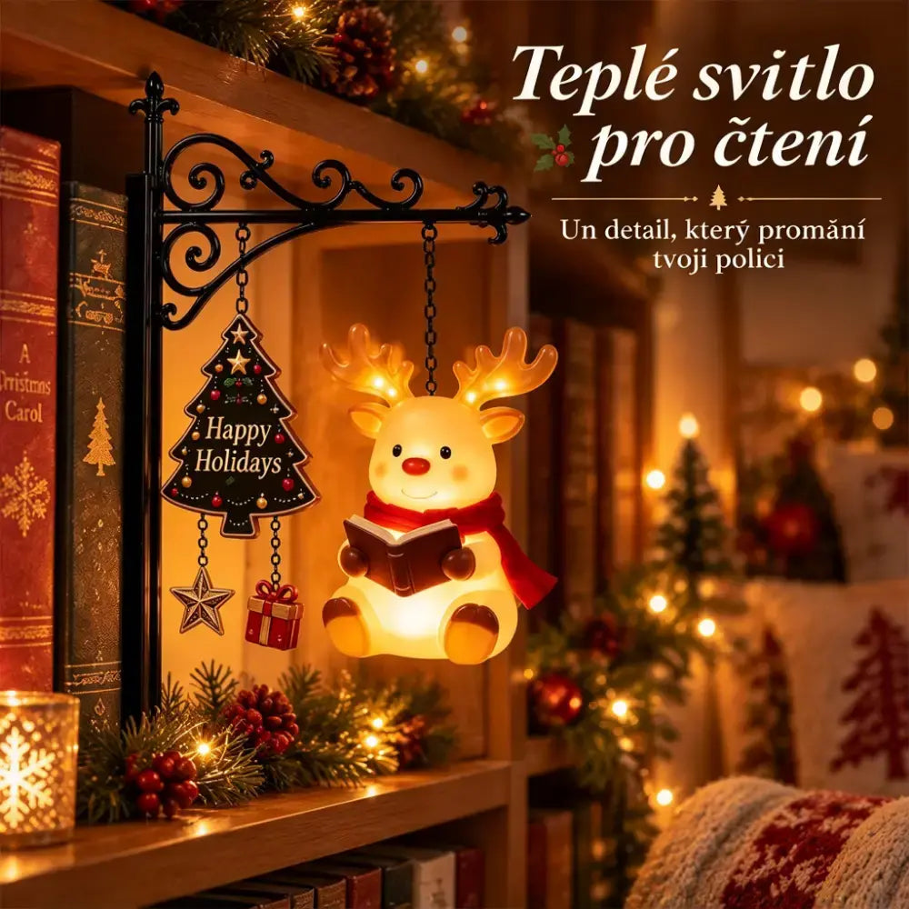 🎅💡Dekoratív, megvilágított karácsonyi témájú könyvespolc dísz