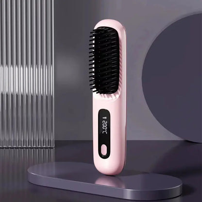 💇‍♀️【Un periaj = păr drept】Pieptene portabil pentru îndreptarea părului cu ioni negativi