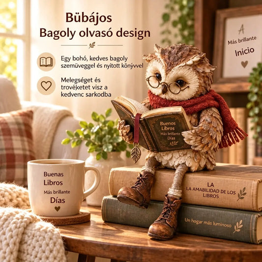 💥 50% kedvezmény korlátozott ideig! 🦉 Imádnivaló olvasó bagoly figura