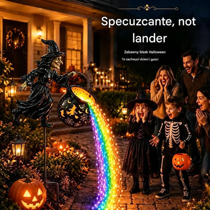 🧙‍♀️🎃 Ogrodowy lampion „Kociołek czarownicy” z oświetleniem LED – zachwycająca dekoracja zewnętrzna 🔮✨