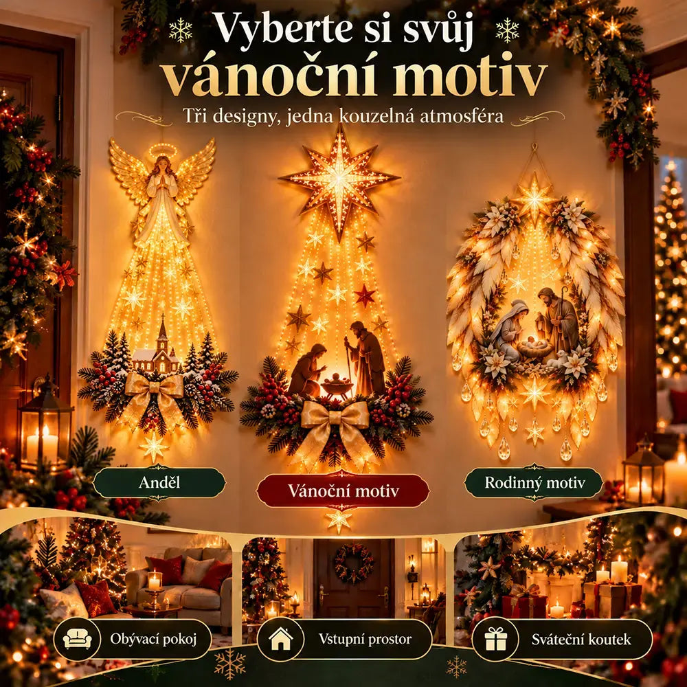 💡✨Svetelná nástenná dekorácia s vianočnou scénou
